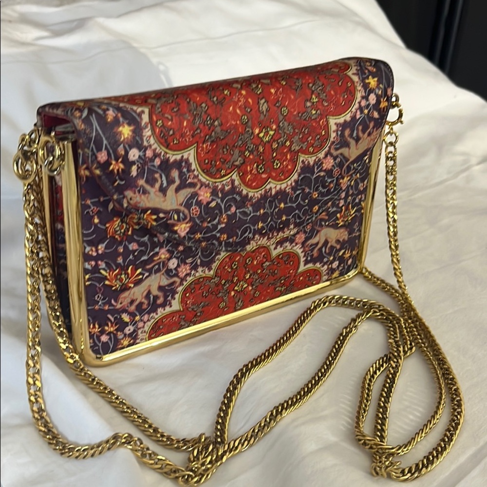 Vintage Robert Bestien purse,Elegant Gold and Red Women's Bag